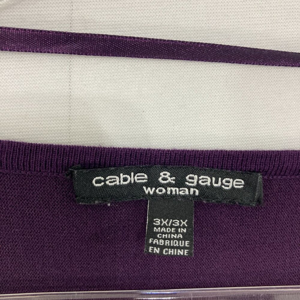 Cable & Gauge Sweater size 3X Purple Round Neck Soft Light Knit Embellished‎ - Picture 3 of 9